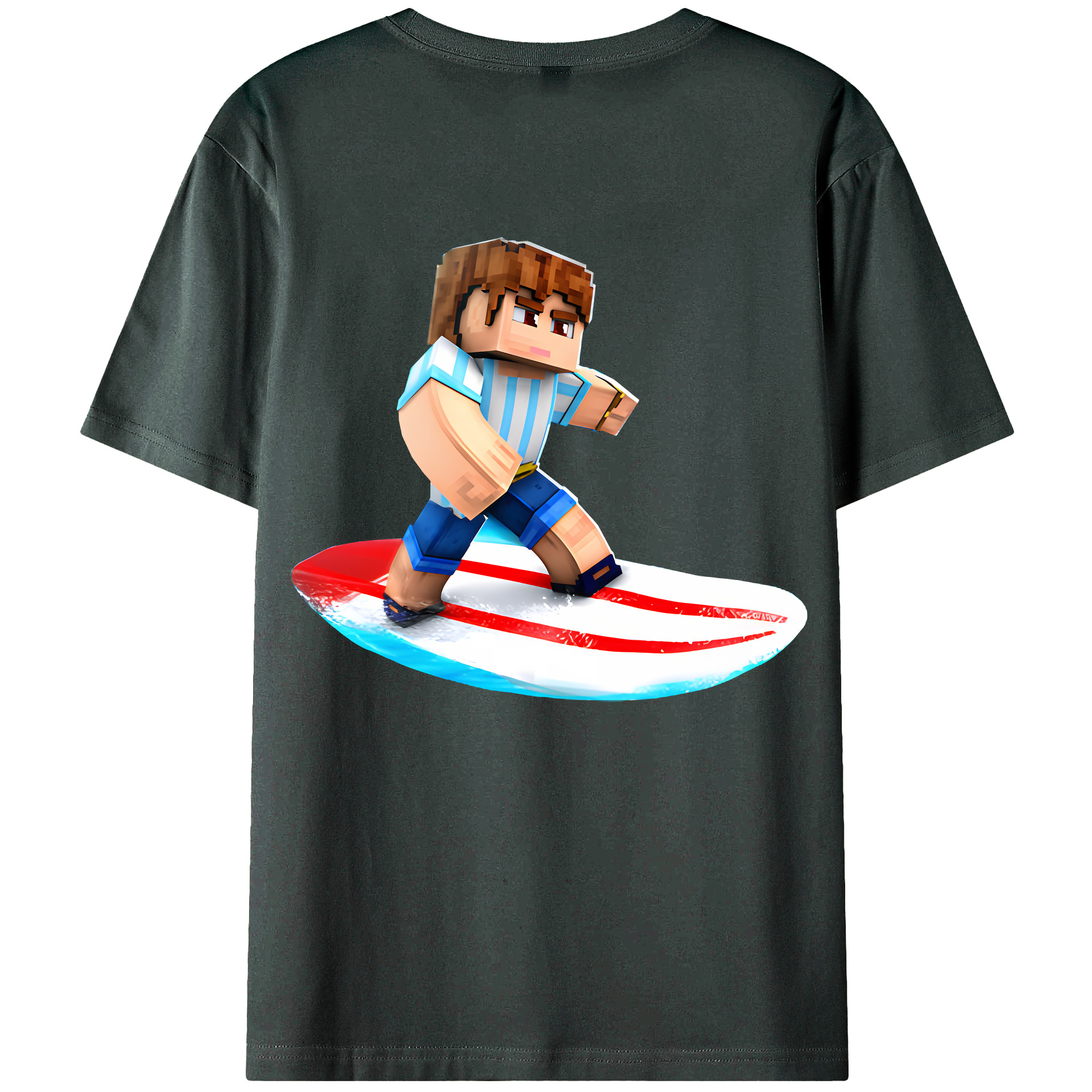 （画像用） マインクラフト ブロックの世界 Minecraft MC Block world 綿100％ メンズ半袖Tシャツ（バックプリント） 通気性